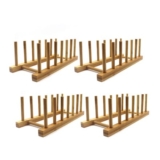 Bamboo Plate Racks Display Holders, Kitchen Storage, Pack of 4