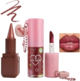 Baorder 2PCS Lip Combo Set,Matte Gradient Lip Liner Pencil and Hydrating Keychain Purple Lip Gloss Tint,Non-Sticky,Long-Lasting,High Pigment Lip Makeup Kit for Women