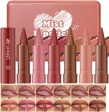 Baorder 6 Colors 2 in 1 Gradient Lip Liner Lipstick Lip Combo Set,Matte Nude Brown Red Velvet Lip Liner Pencil,High Pigmented Long Lasting Natural Lip Pencil Crayon Makeup