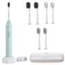 BarberBoss Rechargeable Electric Toothbrush 3 Angle Settings, 6 Brush Heads, Long Battery, Smart Timer (Mint Green)