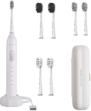 BarberBoss Sonic Electric Toothbrush, 5 Modes, 6 Heads, Pressure Sensor, Smart Timer and Travel Case, White