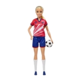 Barbie Careers Fashion Doll & Accessory, Soccer Player with Blonde Ponytail, 9 Uniform, Tall Socks, Cleats & Ball