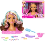 Barbie Doll Styling Head, Dark Brown Hair with 20 Hair Styling Accessories Including Star & Butterfly Color Change Hair Clips, JFG82