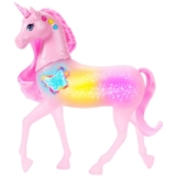 Barbie Sparkle Lights Toy Unicorn with 20 Interactive Combos of Lights, Sounds & Music, Press Buttons & Pet Head to Play