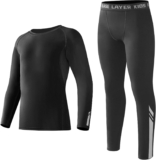 Base Layer Kids – Athletic Breathable Kids Thermals with Reflective Strips Long Sleeve Compression Base Layer Set, Fleece Lined Football Skins for Football Hockey Sports,Black
