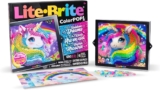 Basic Fun Lite-Brite Colour Pop Rainbow Dreams Light-Up Creative Toy with 6 Templates, 650 Colourful Pegs & 4 Light Modes Unicorn & Fairy-Themed HD Grid Art Set