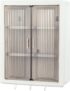 Bathroom Cabinet,Wall-Mounted Storage Cabinet, Double Doors 2 Tier Adjustable Shelf with Hookson, No-Drill Plastic Organizer with Clear Doors for Bathroom & Kitchen