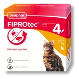 Beaphar – FIPROtec Spot-on Flea & Tick Treatment for Cats – 4 Pipettes