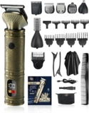 Beard Trimmer Men, 7 in 1 Hair Clippers with Display, Gifts for Him, T-Blade Cordless Grooming Kit, 90 Minutes Rechargeable Shavers, Silent, Retro Trimmer Kit for Nose Ear Body Face, Fathers Day Gift