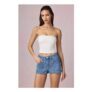 Beata High-Waist A-Line Shorts in Mid-Blue Wash