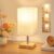 Bedside Lamps, Small Touch Linen Dimmable Table Lamp for Bedroom UK mains plug, 3-way dim, 3000K warm light, linen shade, bulb included, compact for bedside table, dorm, living room & office