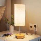Bedside Lamps, Table Lamp for Bedroom/Living Room/Study Room/Office with USB AC Charging Ports