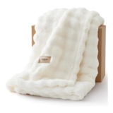 Bedsure Bubble Fleece Throw Blanket – Lightweight, off White, 150x200cm