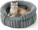 Bedsure Cat Beds Washable Corduroy Fleece Puppy Bed, 51x51cm