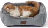 Bedsure Cat beds for Indoor Cats – 51×41 cm Washable Rectangle Small Dog Pet Bed with Anti-Slip Bottom for Kitten and Puppy, Grey