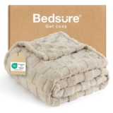 Bedsure Checkered Fleece Throw Blanket – Lightweight, Beige, 152x203cm with checkout discount Sold by Bedsure EU / FBA