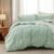 Bedsure Double Duvet Cover Set – Reversible Green Duvet Cover with Zipper Closure, 3 Pieces Floral Patterned Bedding Set with 8 Corner Ties and 2 Pillowcases, 200x200cm