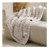 Bedsure Electric Heated Throw Blanket Bubble Beige 130x160cm