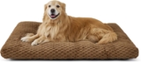 Bedsure Extra Large Dog Bed Washable – Bubble Fleece Dog Mat Gentle Support, Comfort Dogs Crate Mattress Non-Slip Bottom,Fluffy Pet Cushion for Large Dogs, Caramel,119x74x9cm