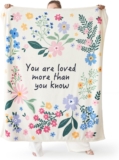 Bedsure Fleece Flower Throw Blanket – Thinking of You Gifts, Birthday Gifts for Friends, Soft Cozy Throws for Bed Single Size, Ivory, 130x150cm