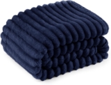 Bedsure Fleece Throw Blanket for Sofa – Fluffy Throw, Navy, 130×170 cm