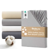 Bedsure King Size Fitted Sheet – 100% Cotton Jersey, 40cm Deep, Grey with checkout discount Sold by Bedsure EU / FBA