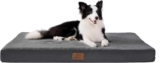 Bedsure Large Dog Bed Washable – Orthopedic Dog Bed and Mattress Mat for Dog Crate with Removable Plush Sherpa Cover and Non-Slip Bottom, Gifts for Dog, Grey, 91x69x7.6cm