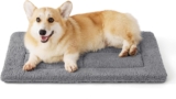 Bedsure Medium Dog Bed Mat,Washable Fleece Foam Pet Mat,74x46cm,Light Grey Medium Dog Crate Mattress for Pets with Anti Slip Bottom, Dog Bed with Soft support