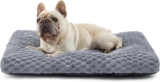Bedsure Medium Dog Bed Washable – Bubble Fleece Dog Crate Bed with Gentle Support, Soft Dogs bed Mattress with Non-Slip Bottom, Fluffy Pet Cushion for Medium Dogs, Grey,74x53x8cm