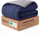 Bedsure Reversible Coverless Duvet Double – 200x200cm, Blue/Grey Coverless Duvet with 300 GSM Filling, Lightweight, Soft, Breathable, Machine Washable