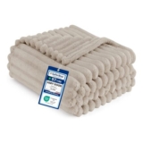 Bedsure Soft Fleece Throw Blanket – Beige, 130 X 150cm