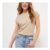 Beige Broderie Trim Bubble Hem Top