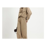 Beige Drawstring Hem Trousers
