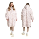 Beige Leopard-Print Changing Robe, Waterproof, Hooded, Fleece-Lined Pockets