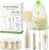 Beige Press Foam Bottle Brush, 4 in 1 Kit w/Reservoir Handle, Steel Wire Brushes, Sand Surface Bag & Draining Base for Baby Bottles/Straws/Pump Parts