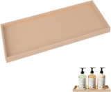 Beige Silicone Vanity Tray, Soft Non-Slip Dressing Table & Bathroom Organizer for Jewellery, Perfume, Soap, Candles, Waterproof Desktop Holder (30×12.5×1.8cm)
