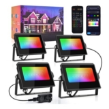 Beinhome 36W LED Floodlights 4-Pack, IP67 RGB, Alexa/APP Control