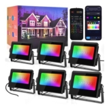 Beinhome 6-Pack RGB LED Flood Lights, 42W, IP67, UK Plug