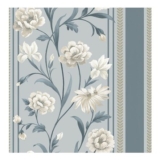 Belgravia Decor Raya Floral Strip Blue and Cream Wallpaper