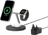 Belkin BoostCharge 3-in-1 Qi2 Wireless Charger, MagSafe Compatible for Apple – PSU Included – Black