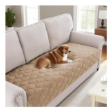 BellaHills Soft Chenille Sofa Cover, 3-Cushion, Khaki, 90x210cm