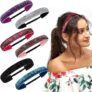 Belle Vous Glitter Elastic Headbands for Girls (6 pack) – Sparkly Stretch Adjustable Non Slip Velvet Head Bands – Fashion Hair Accessories for Gymnastics & Sport – Women Pink, Purple, black Hairband