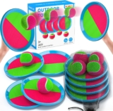 Bennol Toss and Catch Ball Game Outdoor Toys for Kids Ages 3, Ball Catch Games with 4 Paddles 4 Sticky Balls, Yard Games Beach Toys for Kids Adults