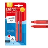 Berol Handwriting Pens Round Shape is Easy to Hold Washable Blue Ink Bright Barrels 2 Count
