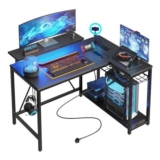 Bestier L-Shaped Desk with RGB LEDs, USB and Power Outlets