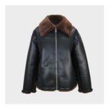 Biba Womens Wind Resistant Hip Length Long Sleeve Faux Leather Jacket
