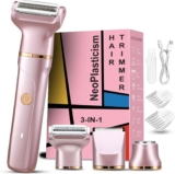 Bikini Trimmer Women, 3-in-1 Painless Lady shavers for Women with Ceramic Blades & IPX7 Waterproof Design, Rechargeable Cordless Electric Razor for Women for Legs, Underarms, Face & Bikini Line