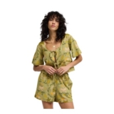 Billabong Printed Tie Front Shirt with Linen