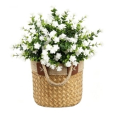 Binandtem 8 Bundles Artificial Flowers with Bendable Stems, White