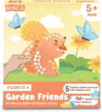 Binca 3D Foam Sticker Mosaic Art Activity Kit 750 Glitter Foam Stickers Garden Animals Mess-Free Craft Kit for Kids Ages 5-8 Gift for Boys & Girls Birthday Return Gift